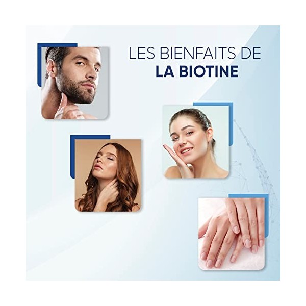 Biotine Pour Cheveux 10000 mcg + Zinc + Sélénium, 365 Comprimés Vegan Pour 1 An - Biotine Sans Excipient - Vitamine B8 Avec