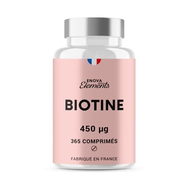 BIOTINE - 1 an d’Approvisionnement 365 Comprimés - Cheveux, Ongles, Peau - Fabriqué en France