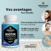 Biotine 10.000 mcg Pousse des Cheveux -180 Comprimés pour 6 Mois - Vitamine B7 Pure - Compléments Alimentaires Cheveux, Ongle
