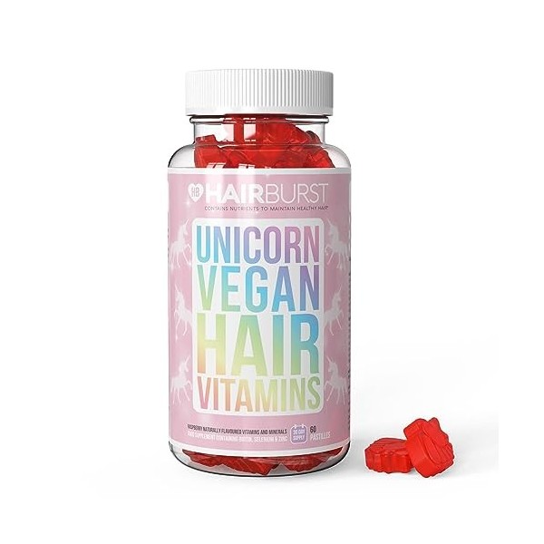 HAIRBURST Vitamines Vegan à la Biotine - 1 mois de cure - 60 Licornes - Obtiens une pousse des cheveux rapide - Réduit la per