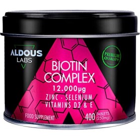 Biotine 12 000 mcg - 400 comprimés | Biotine Cheveux, Peau & Ongles | Avec Zinc, Sélénium, Vitamine D3 et E | Accélère la Pou