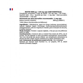Biotine 5000mcg de HSN, Vitamine pour les Cheveux, sa Croissance et Éviter la Chute, Renforcement des Ongles, Peau plus Douce