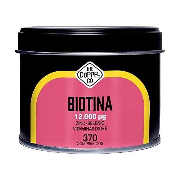 BIOTINE 12000 mcg | 370 Comprimés de 250 mg | Biotine Cheveux, Peau et Ongles | Biotine, Zinc, Selenium, Vitamine D3 et Vitam