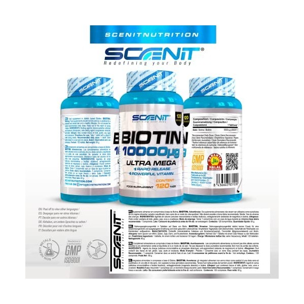 Biotine cheveux - Biotine 10000 mcg - Biotine - Vitamine biotine - Biotine cheveux 10000 mcg - Vitamines cheveux - Vitamine c