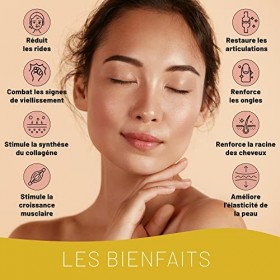 Collagen Supplement Vegan – 60 Capsules Biotine Cheveux, Ongles, Articulations avec Biotine L-lysine, Zinc, Vitamine C, E et 