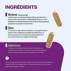AEON LABS Biotine 450 µg - Zinc 10mg avec Sélénium 100 µg - 180 Capsules - Favorise la Repousse des Cheveux, la Peau et des O