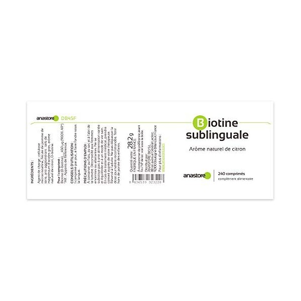 BIOTINE SUBLINGUALE * 450 µg / 240 comprimés pour 240 jours dutilisation * Vitamine essentielle pour une peau et des cheveux