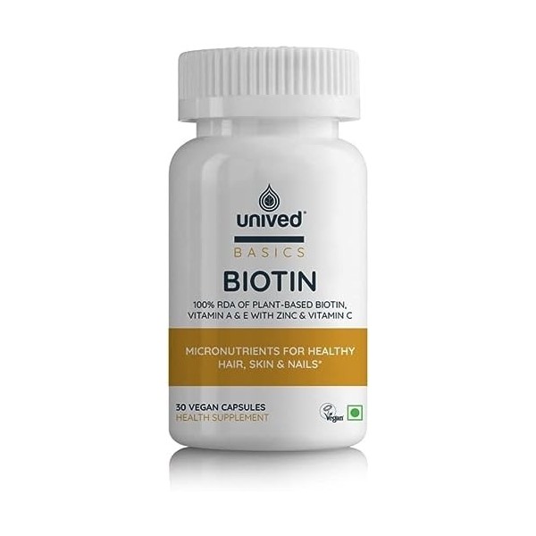 LOGY Basics Biotine | Biotine végétale avec vitamines A, E et C | Cheveux forts, peau saine, ongles sains | Végétalien