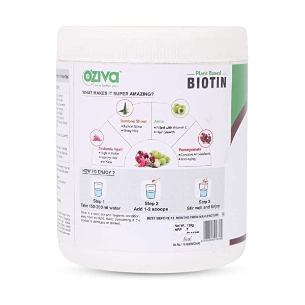 PUB Biotine végétale 10 000 + mcg avec Sesbania Agati Bamboo Shoot Amla et plus 120 g lot de 1 