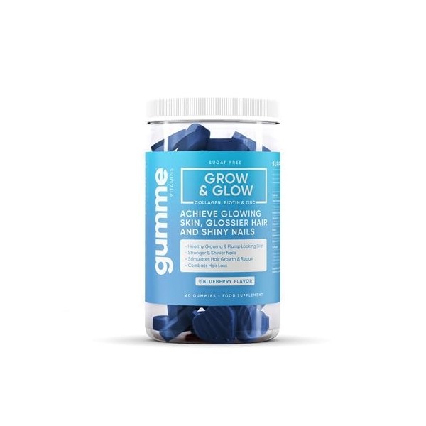 Gumme Vitamins Grow and Glow Gummies – Obtenez une peau éclatante, des cheveux plus brillants et des ongles sains – avec coll