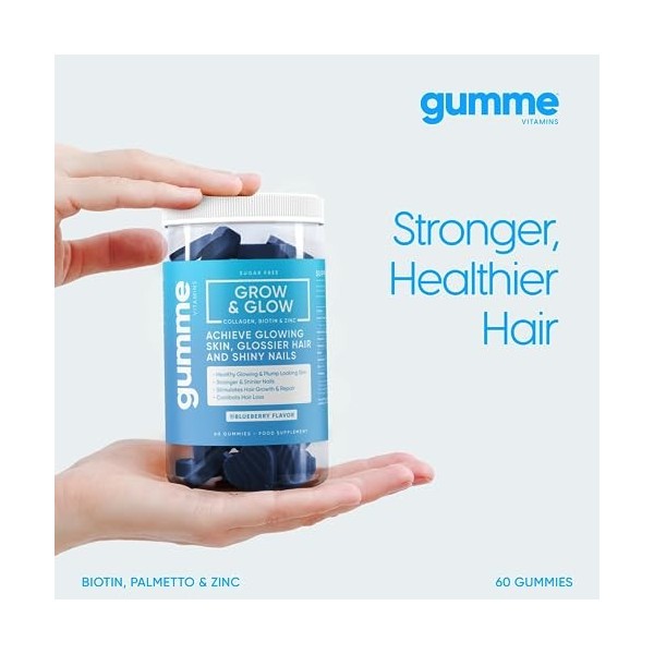 Gumme Vitamins Grow and Glow Gummies – Obtenez une peau éclatante, des cheveux plus brillants et des ongles sains – avec coll