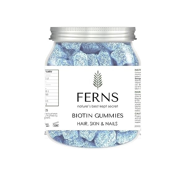 FERNS BIOTIN Gummies Vegan - Croissance des cheveux, peau, ongles