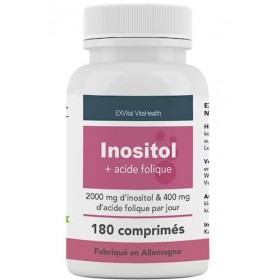 Inositol, idéalement combiné avec de lacide folique, 180 comprimés, myo-inositol pur, hautement dosé : 2000 mg dinositol & 