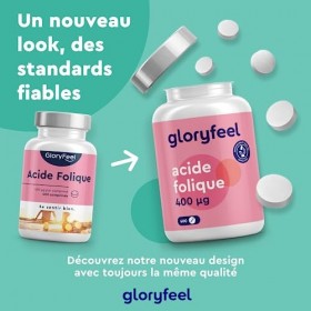 Acide Folique Vitamine B9 , 400 Comprimés 13 Mois , Hautement Dosé avec 400µg par Comprimé, Soutient les Femmes Enceinte Pe
