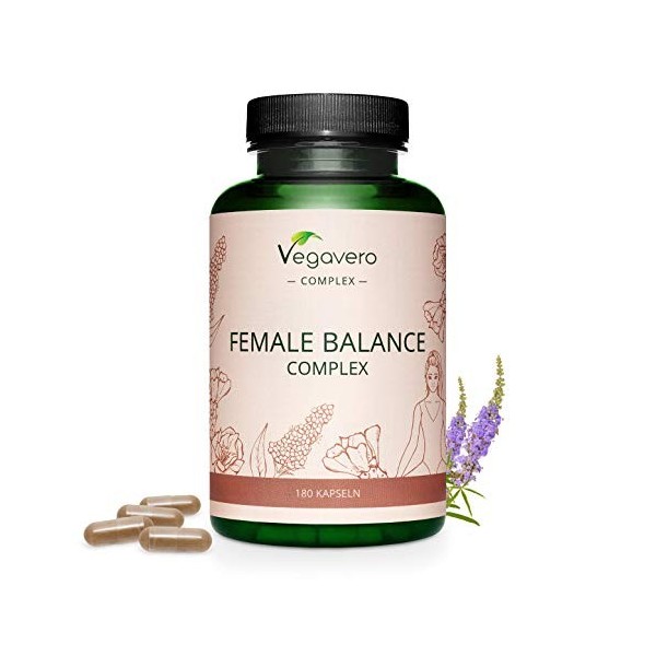 Female Balance Complex Vegavero® | Dérèglement Oestrogène Hormone Femme | Avec Gattilier, Maca Rouge, Quatrefolic® Acide Foli