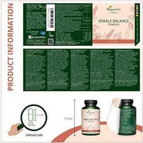 Female Balance Complex Vegavero® | Dérèglement Oestrogène Hormone Femme | Avec Gattilier, Maca Rouge, Quatrefolic® Acide Foli