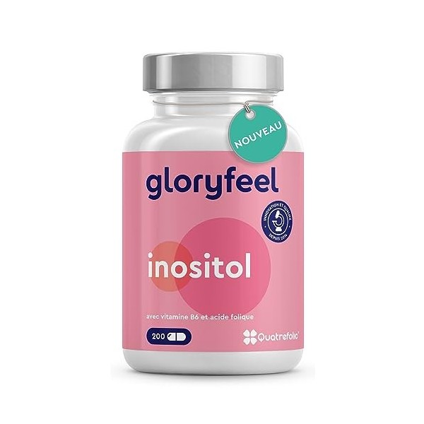 Inositol Pure en Combinaison avec lAcide Folique et Vitamine B6 Quatrefolic®, Hautement Dosée avec 2000 mg de Inositol par D