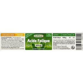 Greenfood Acide folique, 400 μg,180 comprimés, doses élevées, comprimés, vegan - pour la croissance des tissus maternels pend