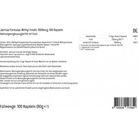 Jarrow Formulas, Methyl Folate 5-MTHF , 1.000mcg, Acide Folique, 100 Capsules végétaliennes, Testé en Laboratoire, Sans Glut