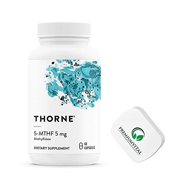 PremiumVital, Thorne Research, 5-MTHF 5mg, Folate, 60 Capsules végétaliennes, Testé en Laboratoire, Sans Soja, Végétarien, Sa