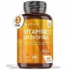 Vitamine C Liposomale 1000 mg - 180 Gélules Vegan 3 mois - Acide Ascorbique Haute Absorption avec Extrait dÉglantier Cyno