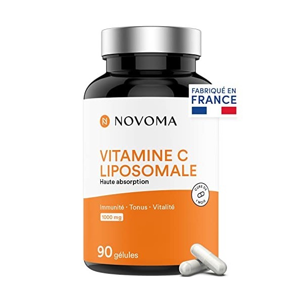 NOVOMA Vitamine C liposomale 1000mg, Assimilation Maximale, 90 gélules végétales, 100% Vitamin C Quali®-C, Système Immunitair