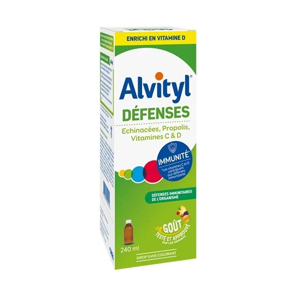Alvityl - Sirop Défenses Immunitaires - Echinacées, Propolis, Vitamines C & D - Dès 3 ans - 240 ml