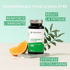 NOVOMA Vitamine C 1000mg Quali®-C, 120 gélules, Dosage Puissant & Ultra Pur, Système Immunitaire & Réduction de la Fatigue, F
