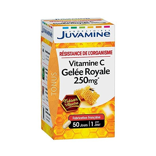 JUVAMINE - Résistance de lOrganisme Vitamine C Gelée Royale 250mg - Fabriqué en France - 50 Gélules