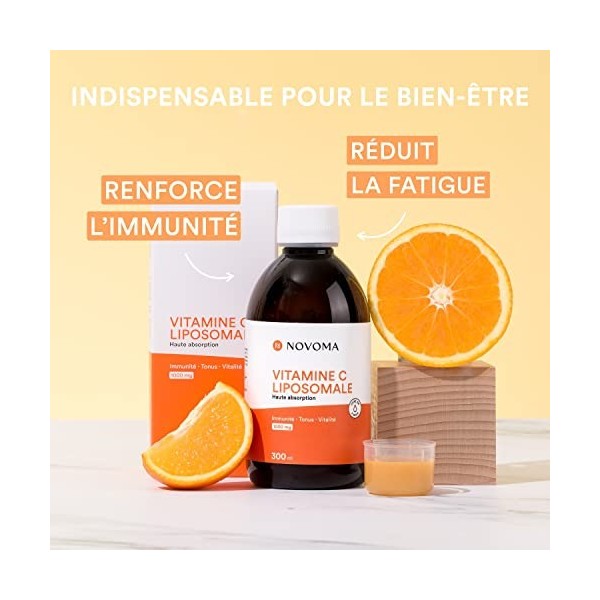 NOVOMA Vitamine C liposomale 1000mg, Dosage Puissant & Haute Absorption, Cure de 2 mois, 100% Quali®-C Vitamin C, Système Imm