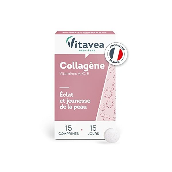 Vitavea - Complément Alimentaire Soin Visage - Collagène, Vitamine C, Vitamine A, Vitamine E - Eclat et Jeunesse de la Peau -