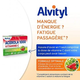 Alvityl Comprimés Acerola 1000 - Lot de 2 - Acerola - Vitamine C - 2x30 Comprimés - 1/Jour