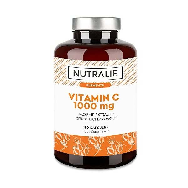 Vitamine C 1000mg Naturelle 180 Gélules BIO-Disponibles - Cure 3 Mois Vitamine C Pure - Vitamin C Antioxydant & Fatigue - Vit