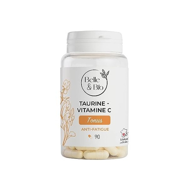 TONUS & VITALITÉ - Taurine & Vitamine C - 90 gélules - Cure Conseillée - Complément Alimentaire BELLE&BIO - Fabriqué en Franc