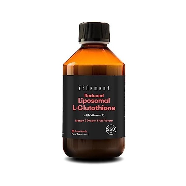 L-Glutathion, Vitamine C Liposomes, 250 ml | Réduit à 98% | Biodisponibilité Maximale, Puissant Antioxydant | Vegan, Sans all