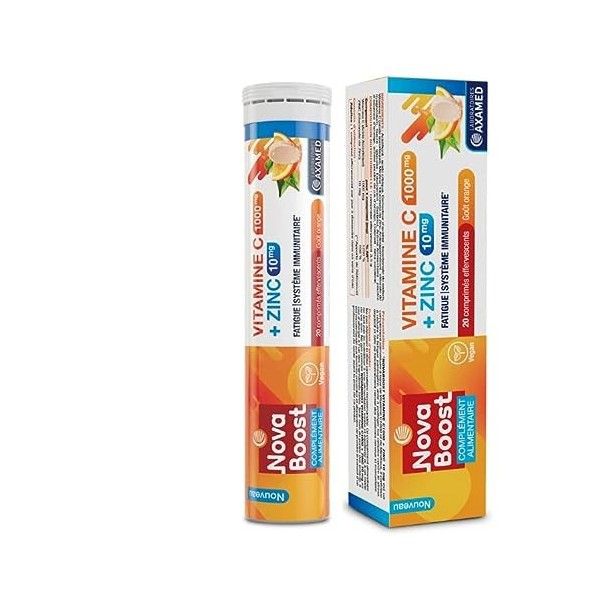 NovaBoost - Vitamine C/Zinc - Effervescent - Complément Alimentaire - Saveur Orange - x20 Comprimés