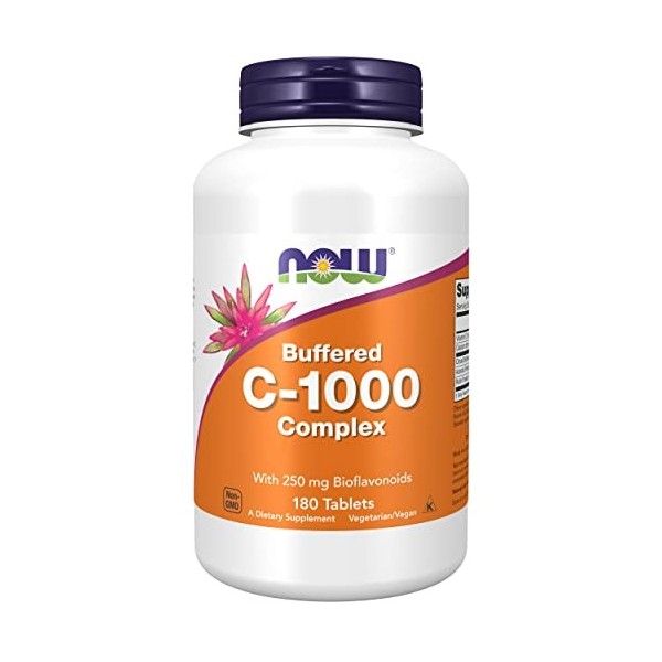 Now Foods, Buffered C-1000 Complex Complexe de Vitamine C Tamponné , 1.000mg, avec Flavonoïdes, 180 Comprimés végétaliens, T