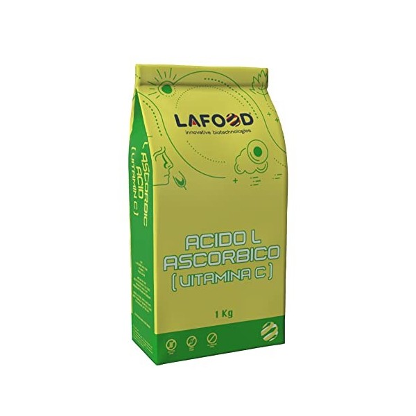 Acide Ascorbique Pur Lafood - Vitamine C - 1 kg E300 - Alimentaire - Sans OGM - Sans Gluten