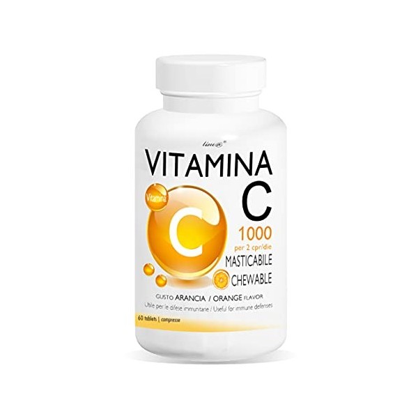 Vitamine C Line@diet| 60 comprimés à croquer | goût orange| haut dosage | antioxydant