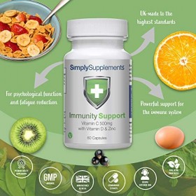 Soutien Immunitaire avec Vitamine C, Vitamine D & Zinc - 60 Gélules - Adapté aux Végétariens – Jusqu’à 2 mois de Bienfaits – 