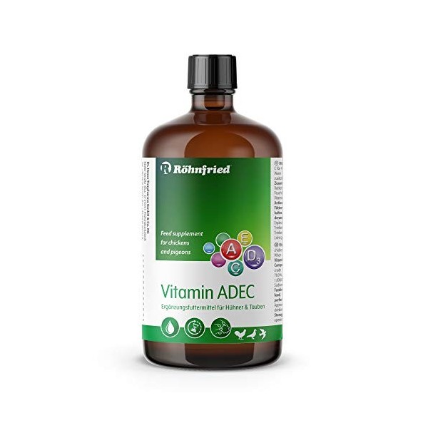 Röhnfried Vitamin ADEC 250 ml | Vitaminkonzentrat | Futterergänzungsmittel für die Vitaminversorgung von Hühnern, Tauben & Ge