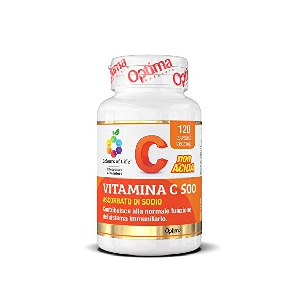 Colours of Life Vitamin C 500 - Supplément de vitamine C - Fonction antioxydante - 120 gélules végétales