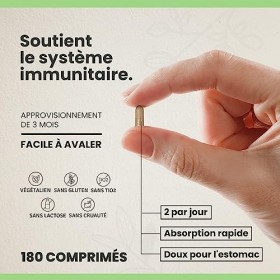 CYB | Vitamine C 1000mg Poudre dÉglantier 60mg - Cannelle - 180 Comprimés - 3 Mois dApprovisionnement - Supplément Végétali