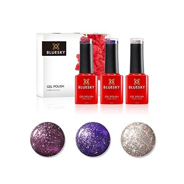 Bluesky Vernis à ongles gel Dazzling Platinum Gel BDP02 - In the Spotlight - Paillettes rouges - 10 ml nécessite un durcisse