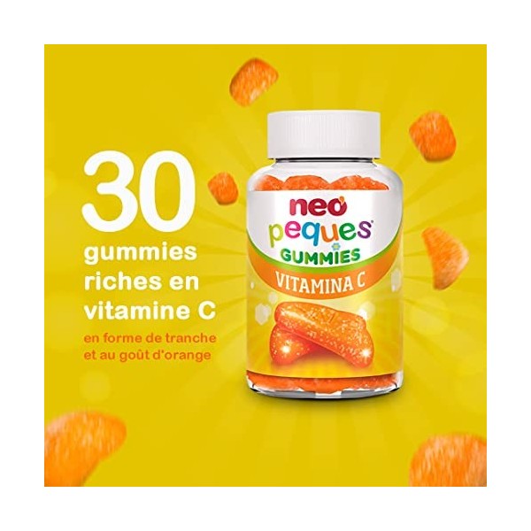 Neo Peques - Vitamin C Gommes pour Enfants à Partir de 3 Ans - 30 Unités 1 Mois - Ingrédients 100% Natureles - Gummies pour