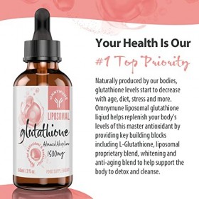 Glutathion liposomal 1500 mg, liquide de glutathion oral avec vitamine C, supplément dantioxydants à haute absorption 1 