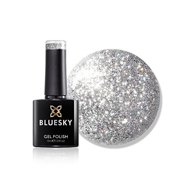 Bluesky Vernis à ongles gel Dazzling Platinum Gel BDP02 - In the Spotlight - Paillettes rouges - 10 ml nécessite un durcisse