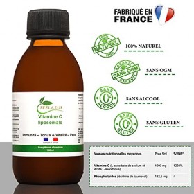 Vitamine C Liposomale Liquide 1000 mg Bio et Sans Alcool Antioxydant Stress Anxiété Sommeil Humeur Relaxation