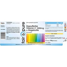 Fair & Pure® - Vitamine C non acide 1000mg + cynorrhodon - 500 comprimés dascorbate de calcium L - grande boîte, hautement d