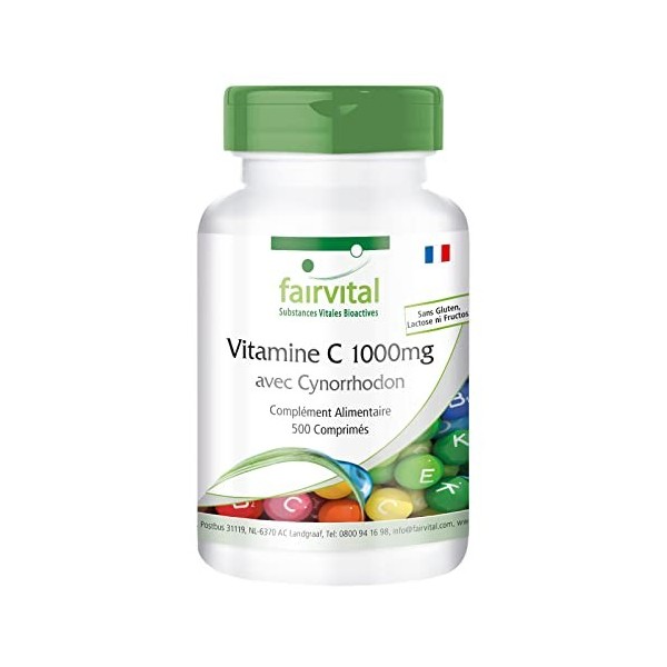 Fairvital | Vitamine C 1000mg avec cynorrhodon tamponnée douce pour lestomac boîte de 500 comprimés